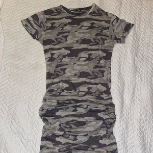 Monrow camo dress with shirred sides